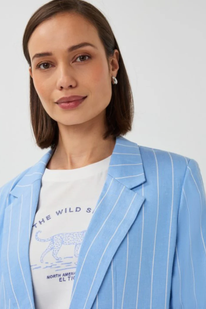 Striped Linen Blazer - Image 6