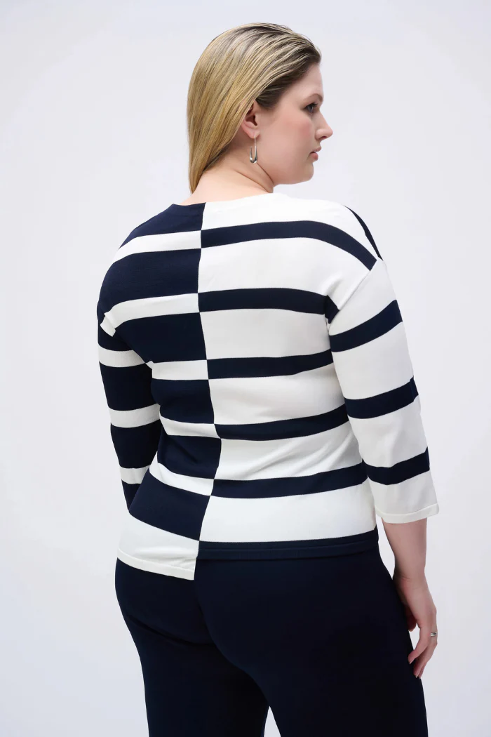 Striped Sweater Knit V-Neck Pullover - Image 8