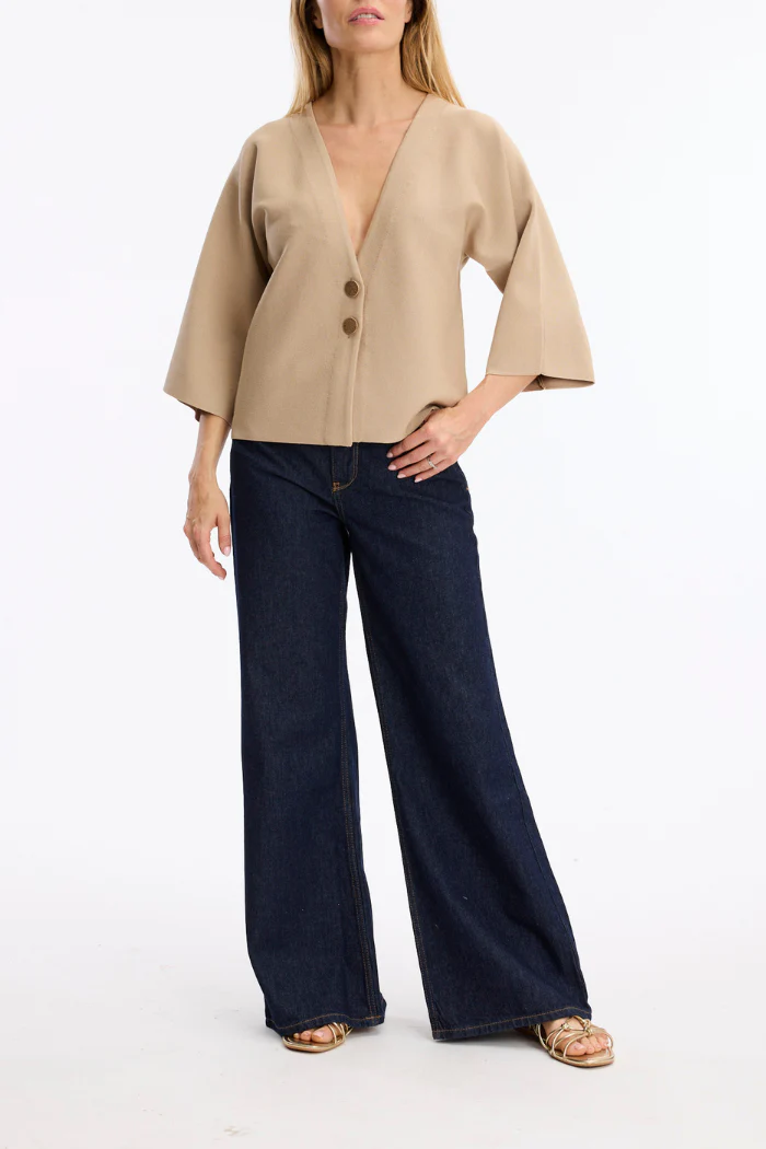 Marie Structured V-Neck Top with Wide Sleeves - Image 5