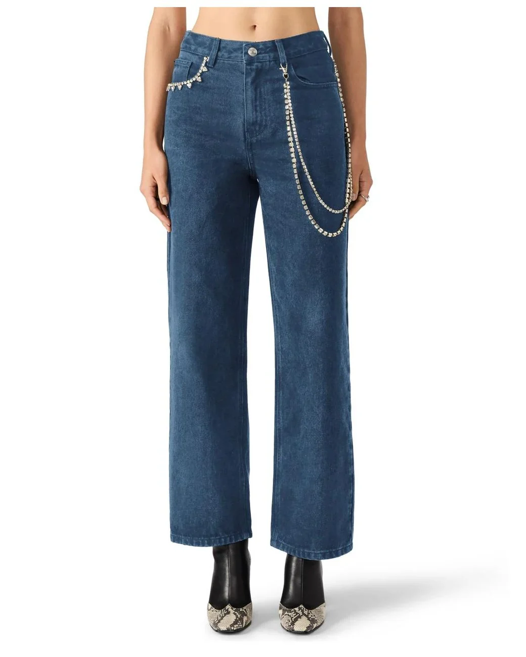 Steve Madden Swift High-Rise Rhinestone Chain Jeans