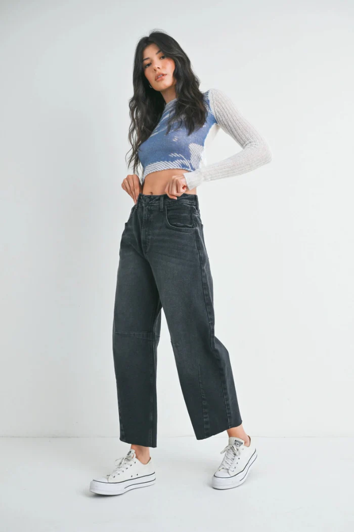 The Seamed Barrel Jean - Washed Black - Image 3