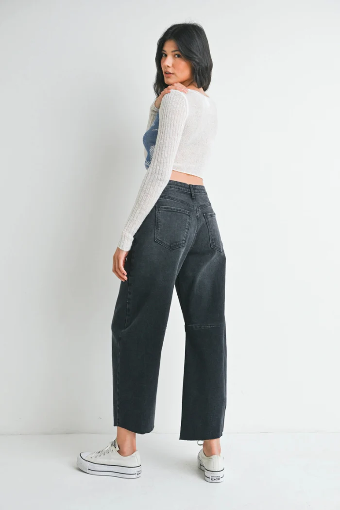 The Seamed Barrel Jean - Washed Black - Image 4