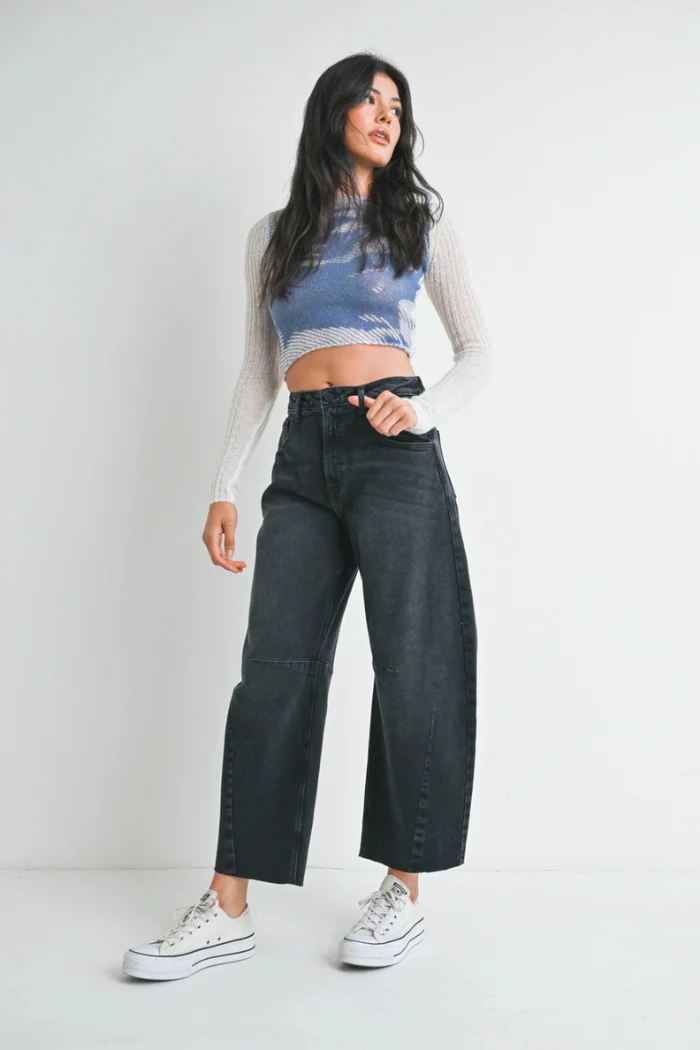 The Seamed Barrel Jean - Washed Black - Image 5