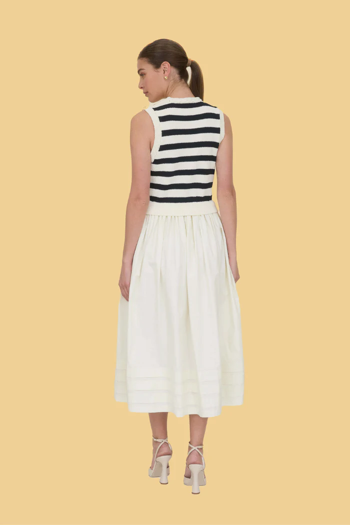 Nautical Chic Striped Twofer Midi Dress - Image 2
