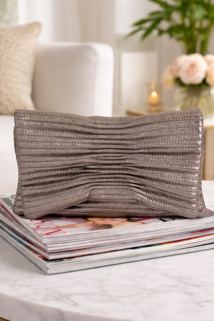 Vegan Leather Quilted Envelope Clutch