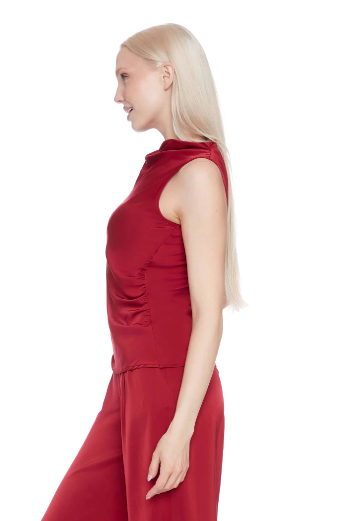 Veronica Belize Satin Sleeveless Top - Lava - Image 2