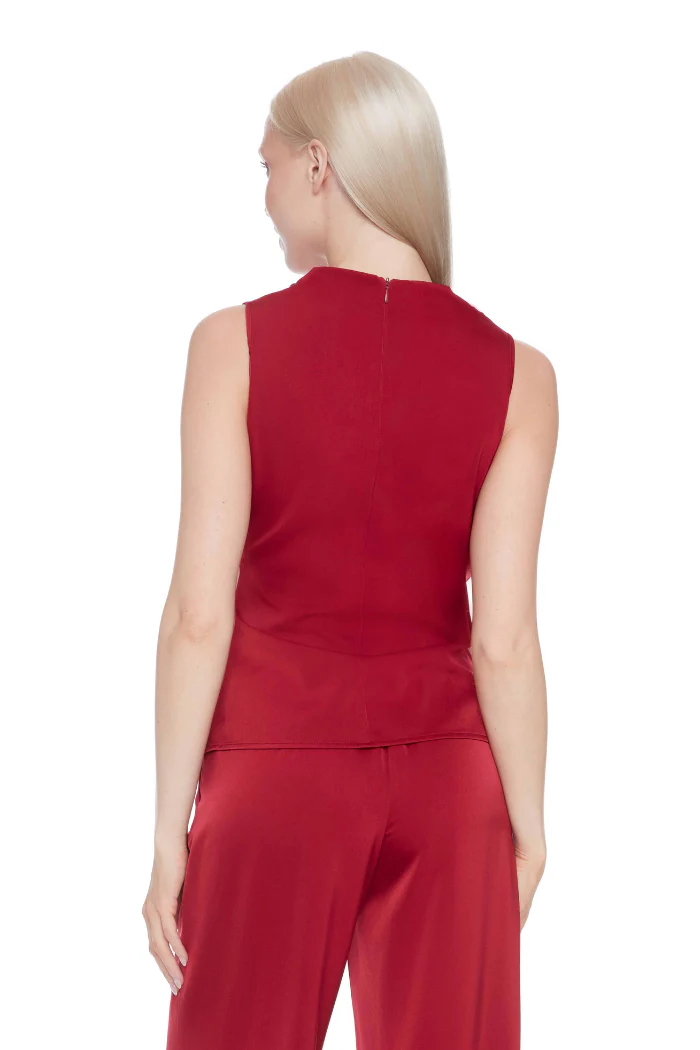 Veronica Belize Satin Sleeveless Top - Lava - Image 3