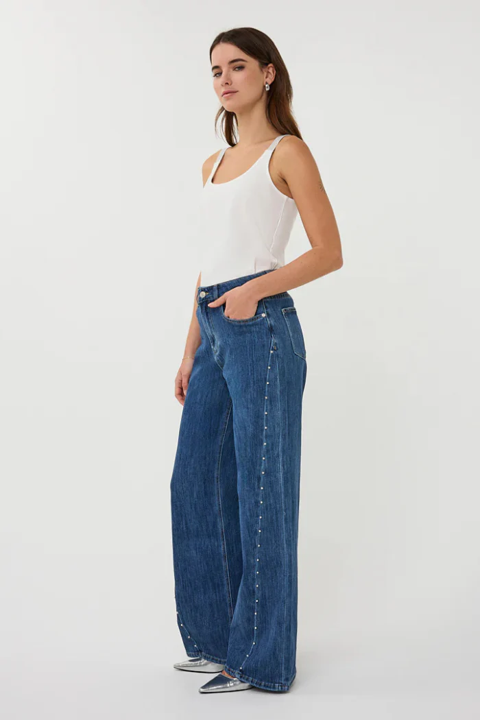 Wide Fit Trouser Jeans with Studs - Image 3