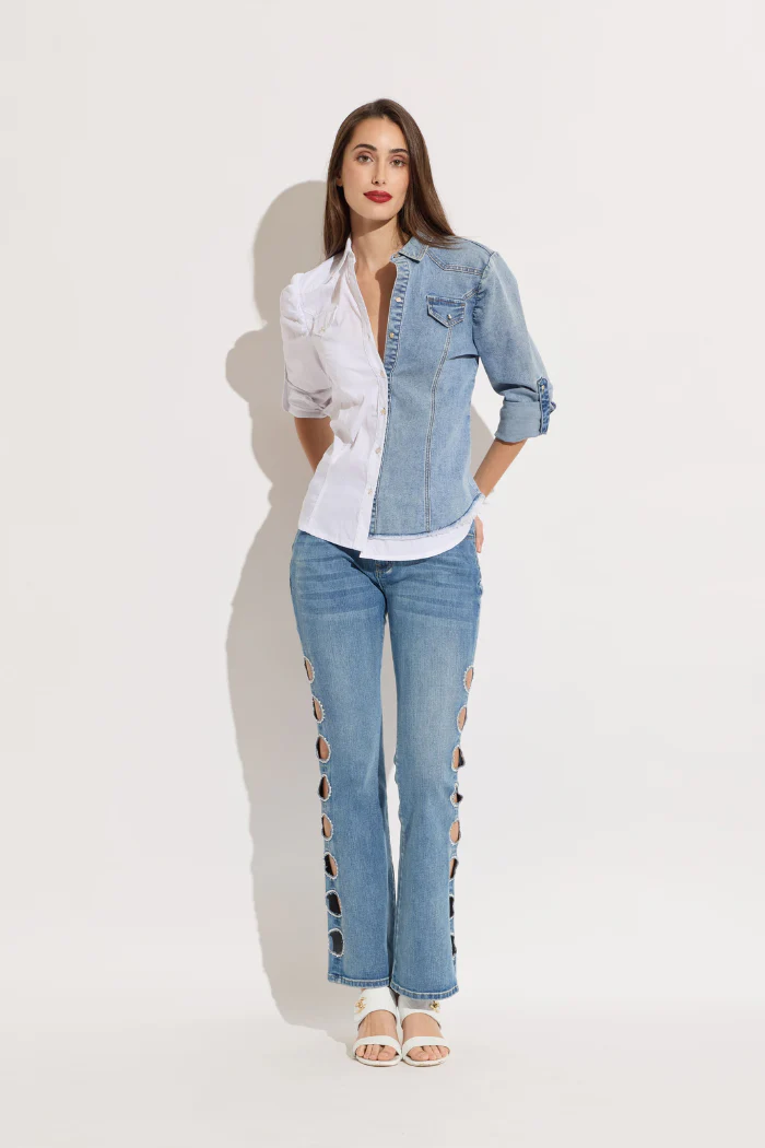 Wide Leg Denim with Side Circles
