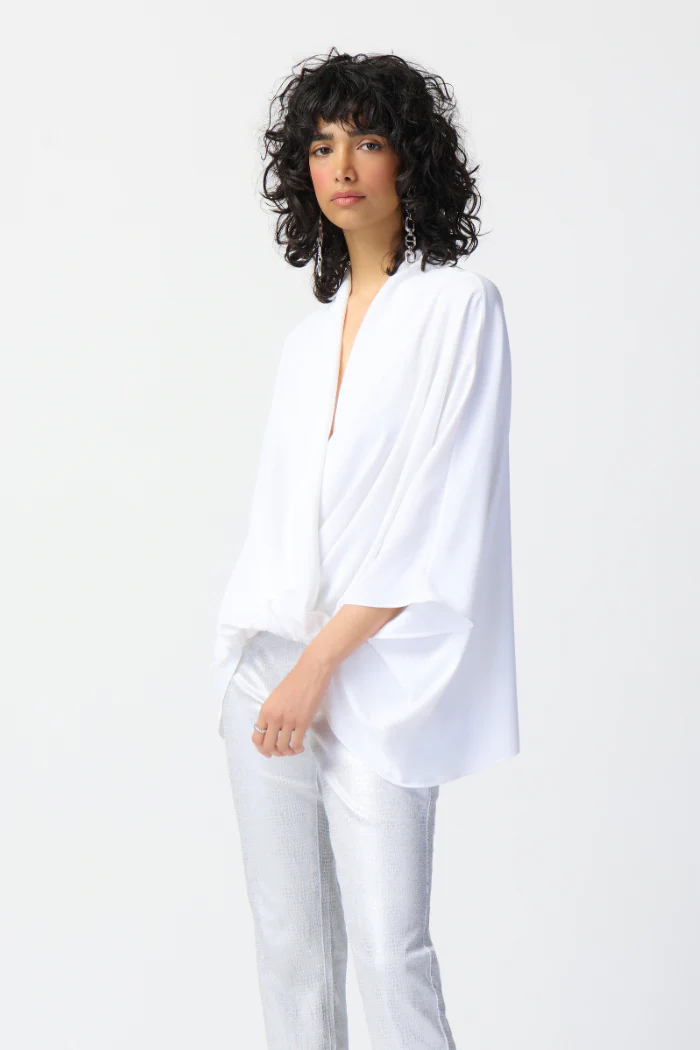 Woven Dolman Sleeve Wrap Top - Image 3