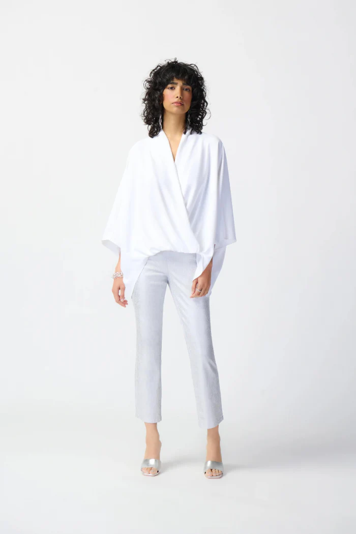 Woven Dolman Sleeve Wrap Top - Image 4