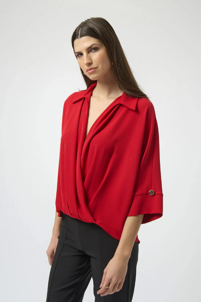 Woven Twill Boxy Wrap Top - Image 2